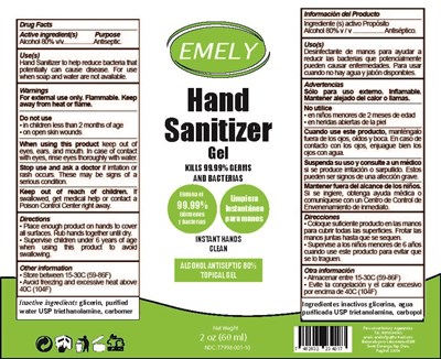 60 mL Gel (Emely Hand Sanitizer Gel 60 mL)